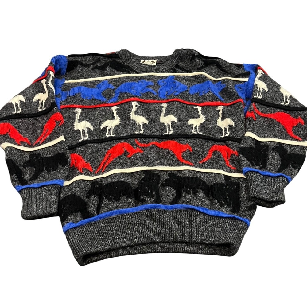 Hysport Downunder Sweater Unisex 16 S Gray Wool Australian Animal Knit Vintage